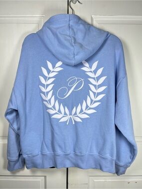 NWT PINK Victoria's Secret Ivy Fleece Full-Zip Hoodie Baby Blue Size Small